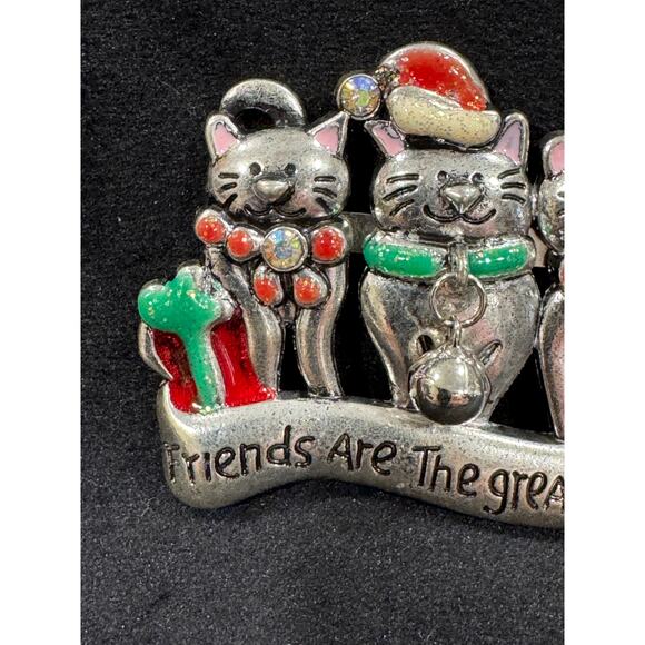 Vintage Christmas Cat Trio Brooch ‘Friends Are The Greatest Gift CP41 - Picture 3 of 5
